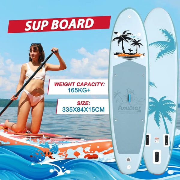 Stand Up Paddle Board, Tre Glidende Finner, EVA Anti-Skrid Pad,Blå