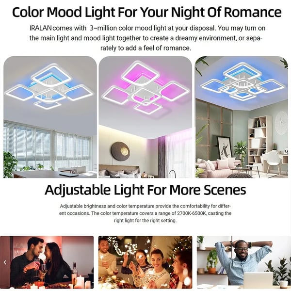 Loftlampe, RGB-belysning, APP-kontrol,APP med RC Dæmpbar, RGB 4+4
