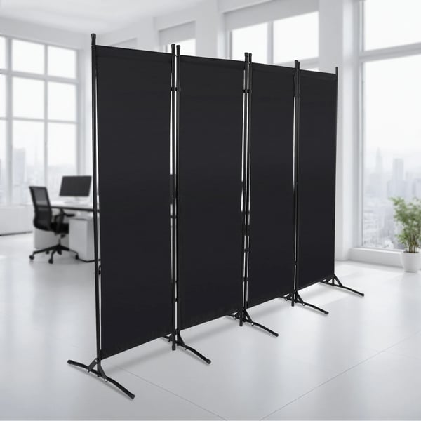Foldbar skærmvæg, 200 cm x 170 cm, lavet af jern og oxfordstof, 360° foldbar, nem at samle, velegnet til kontorer og soveværelser