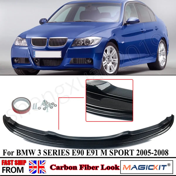 Framstötfångarsplitter, M Performance Stil, Passar 3 Series E90 E91,kolfiberutseende