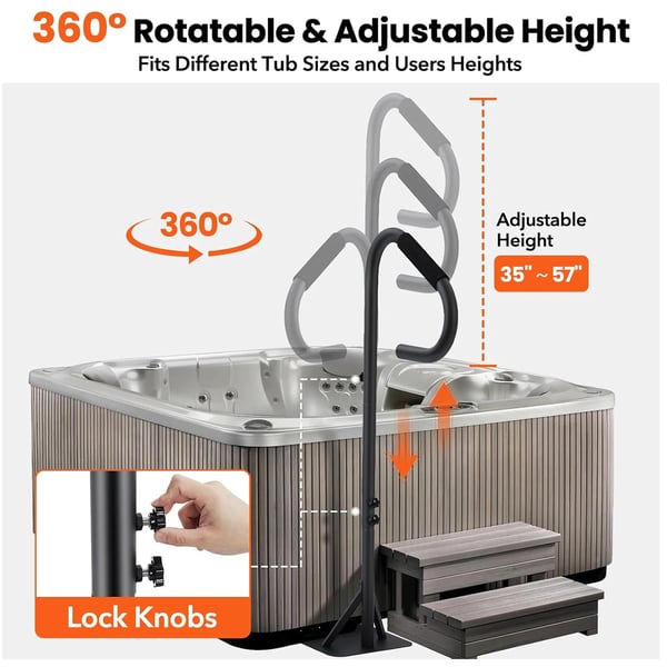Poolräcke, 360° vridbart, justerbar höjd, svart