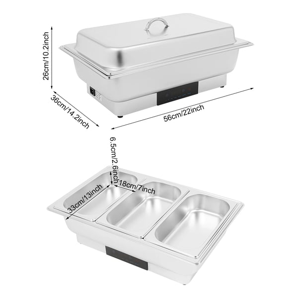 Chafing Dish, 3-komponentsdesign, Touch Screen-kontroll,Silver, 3, 9L