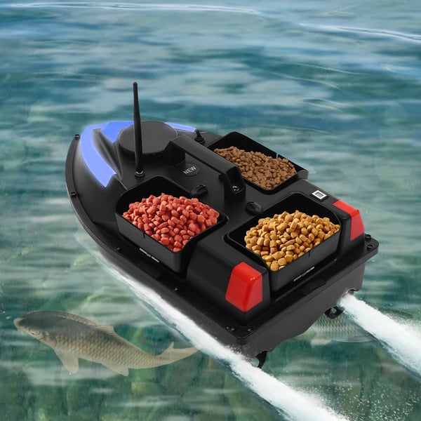Fiskebaitbåd, 5200mAh batteri, dobbeltmotordesign,sort
