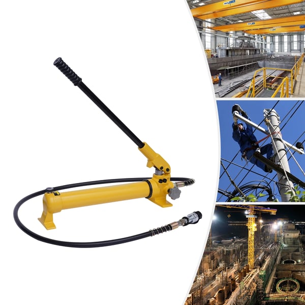 Hydraulisk Håndpumpe, 700 Bar Udgivelsestryk, 4 Fods Slange Inkluderet,Gul