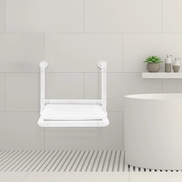 Fällbar Duschsits, Väggmonterad, Fällbar Design,VIT