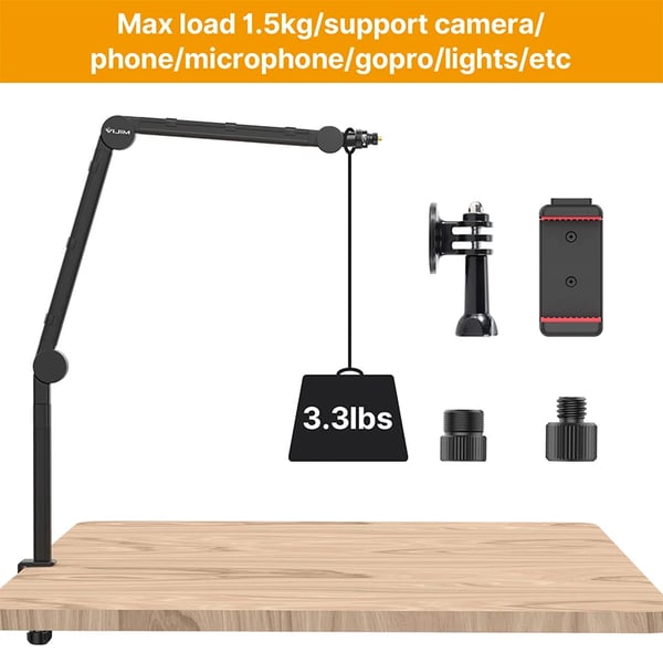 Mikrofon Boom Arm Stativ, Justerbar Højde, Robust Design, Alsidig Kompatibilitet,LS24