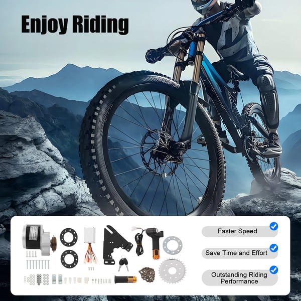 E-Bike Konverteringssæt, 250W Motor, LED Skærm,sort