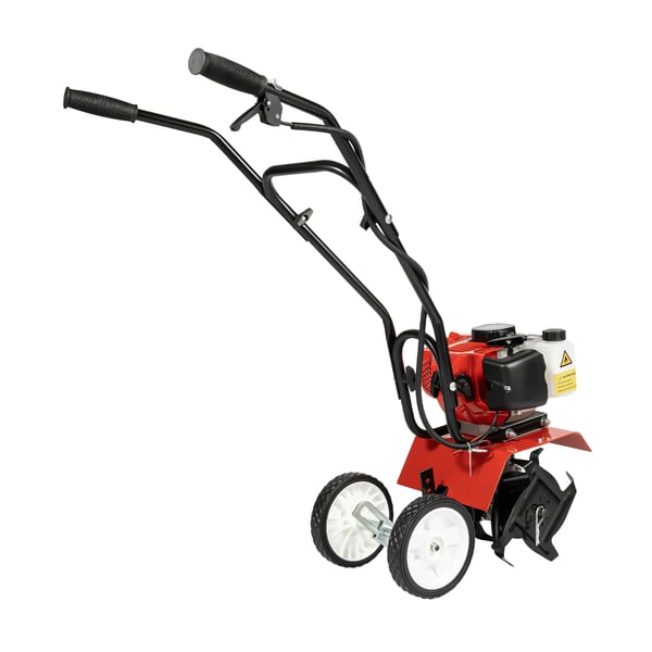 Benzindrevet kultivator, kraftfuld 52CC motor, bred dyrkningsbredde 11,8 tommer,Rød/Sort