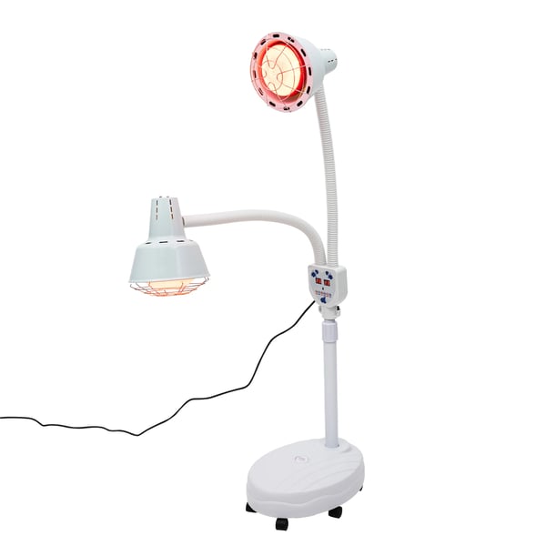 Elektrisk Infrarød Terapi Lampe, 360° Justerbar, Dobbelt Hoved Design,Hvid