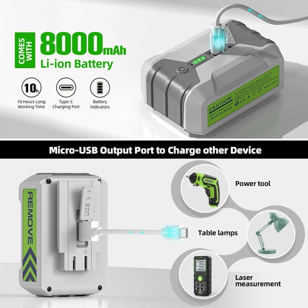 Laser Niveau, ±2mm Nøjagtighed, 8000mAh Batteri, 3 Sekunders Selv-Niveauering, 24x26.8x11.5 cm Dimensioner, IP54 Klassificeret