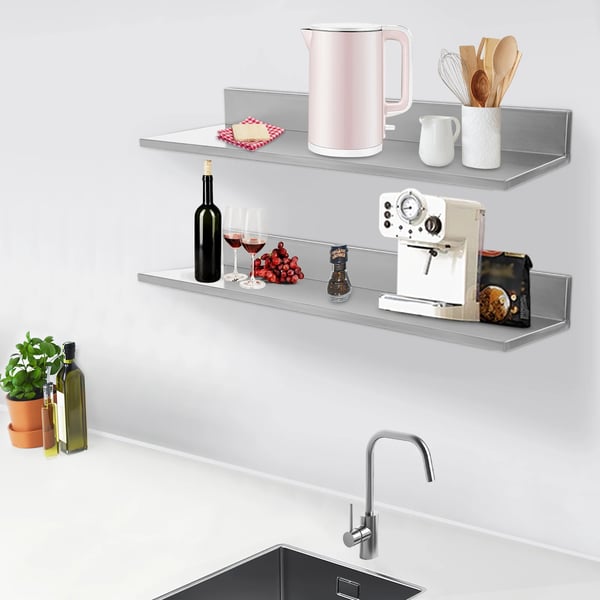Förvaringshylla, Robust Rostfritt Stål, Väggmonterad Design,Silver