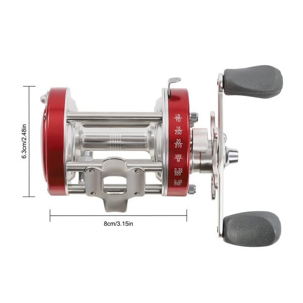 Baitcasting hjul, præcise messing gear, 30 lbs dragkraft, 0,33 kg vægt, højrehånds indtagning, havfiskeri kompatibilitet