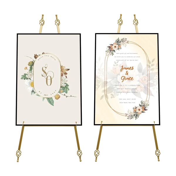 Plakatstaffeli, Justerbar Krog, Stabil Trekantet Design,Guld