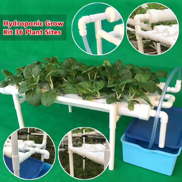 Hydroponisk dyrkningssystem, 36 plantepladser, effektiv vandanvendelse, PVC-U materiale