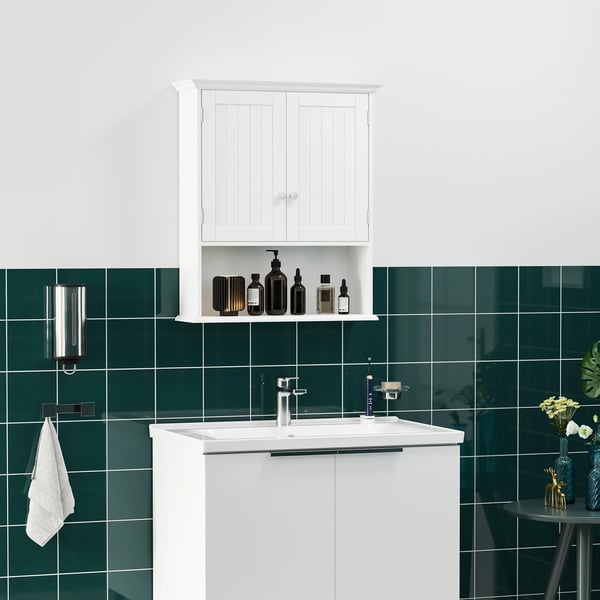 Badrumsskåp, Justerbar Hylla, Platsbesparande Design, Vit