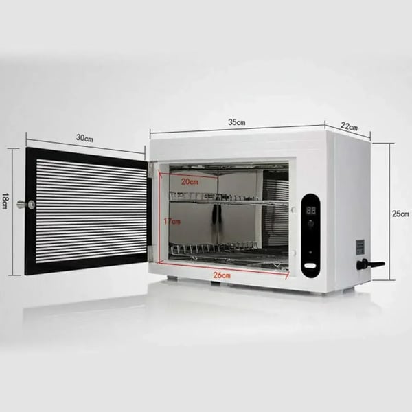 Negleværktøj Sterilisator, 10L-15L Kapacitet, 220V Strøm, 6W Udgang, ABS Materiale, Dimensioner 34 x 22 x 24 cm
