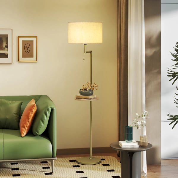 Gulvlampe, 31-40W Watt, 220V Spænding, E27 Sokkeltype, Syntetisk Linned Materiale, Højde 60 tommer