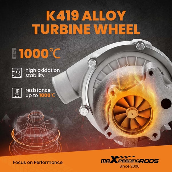 Turbocharger, Oliekølet, T3 T4 Flange, Kompatibel med 1.5L-2.5L Motorer, Maksimum 400 HK, Turbine A/R 0.63
