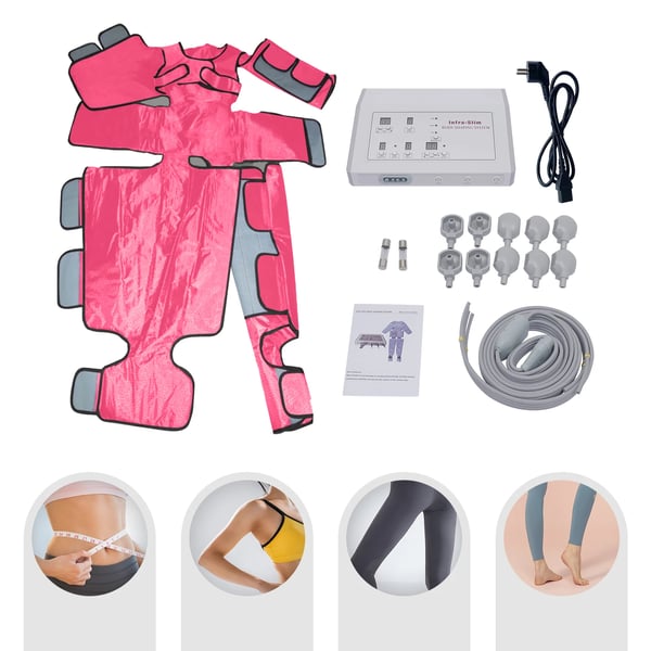 Hele Kroppen Massage Kostume, 1-7 Niveauer Lufttryk Massageapparat, Infrarød Varme & Lufttryk Massage,Pink