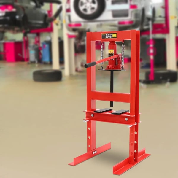 Hydraulinen puristin, 6 tonnin kapasiteetti, manuaalinen käyttö, punainen