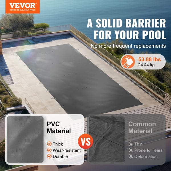 Poolsäkerhetsöverdrag, Hållbar PVC-konstruktion, Effektivt dräneringssystem,PVC4x8Svart