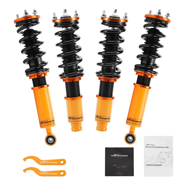 Coilover affjedringskit, justerbar højde 1" - 3", kompatibel med Honda CR-V 1997-2001, tvillingetube-struktur, 4 støddæmpere og 4 fjedre
