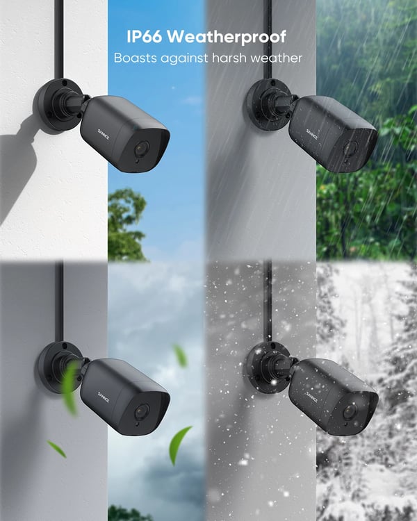 Sikkerhedskamera, 5MP opløsning, natvision op til 30 meter,4Pcs Kamera