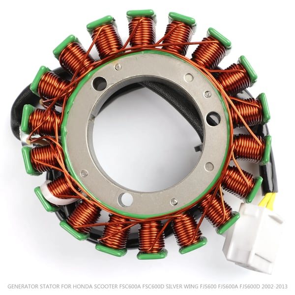 Generator Stator Spole, Indre Diameter 54 mm, Ydre Diameter 114 mm, Tykkelse 13 mm, Antal Ledninger 3, Antal Stifter 3