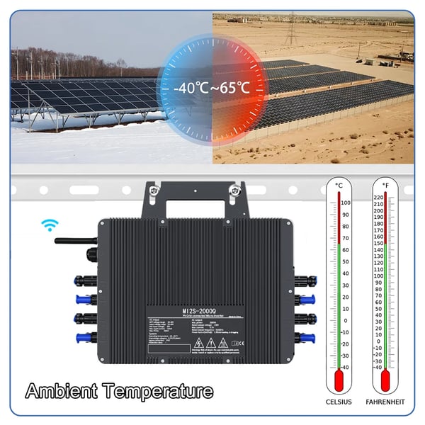 Solcelleinverter, indbygget WiFi, høj effektivitet,AC230V, 2000W inverter, DC26-60V