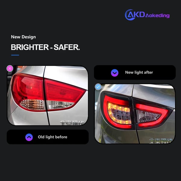 Baglygter til Hyundai IX35, holdbart PP-materiale, 12V spænding,sort
