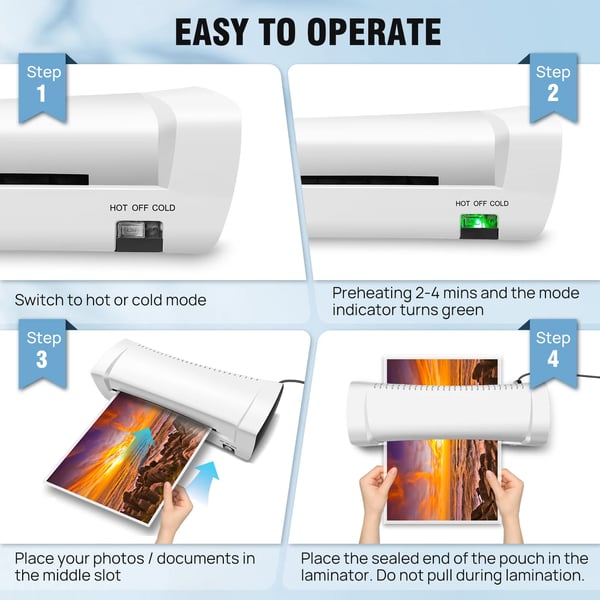 Laminator, 200W Effekt, 280 mm/min Hastighed, Kompatibel med A4/A5/A6, ABS + Hardware Materiale, Varme Temperatur 125 °C - 135 °C