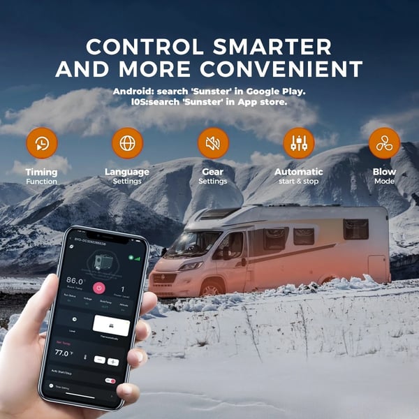 Dieselvarmer, 8KW Effekt, Bluetooth Kontrol,8KW