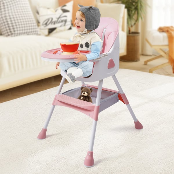Babystol, 5-punkts sikkerhedsseler, justerbart design,Lyserød
