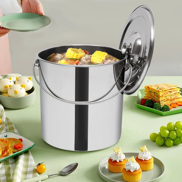 Mælkeskummer Bucket, Rustfrit Stål, Stor Kapacitet,18L, Sølv