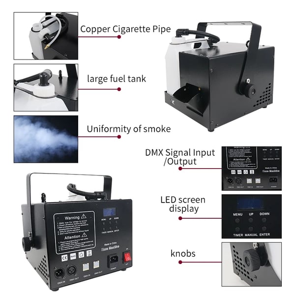 Savukone, 1000W Teho, Jatkuva Savun Tuotto, 220v, EU Plug