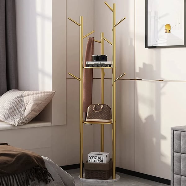 Kappeholder, Fritstående Design, Flere Krog,L, Guld
