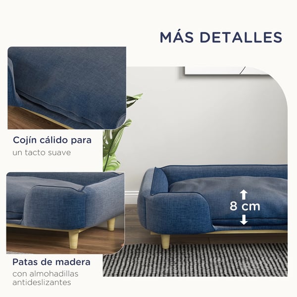 Hundesofa, Vaskbar Pude, Holdbart Polyester,96X66X24 cm, mørkeblå