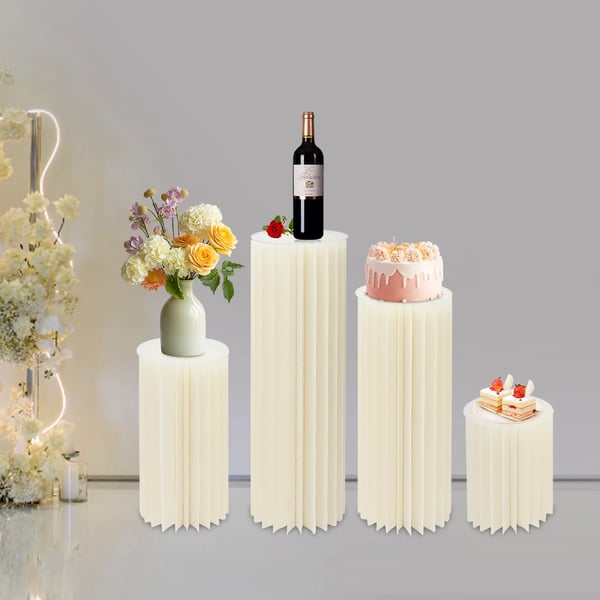 Folding Cylinder Stands Sæt, Elegant Hvidt Design, Høj Belastningskapacitet, Alsidige Størrelsesvariationer