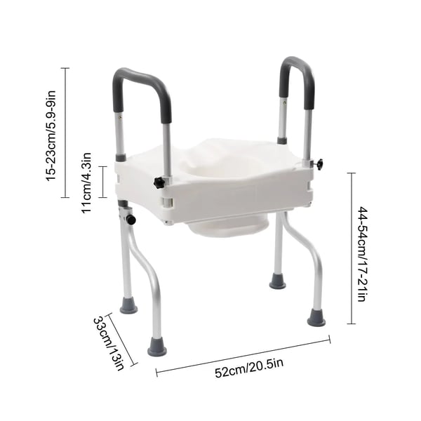 Toilet Booster Seat, Justerbare Armlæn, 170° Ben Drejning, Ergonomisk Design