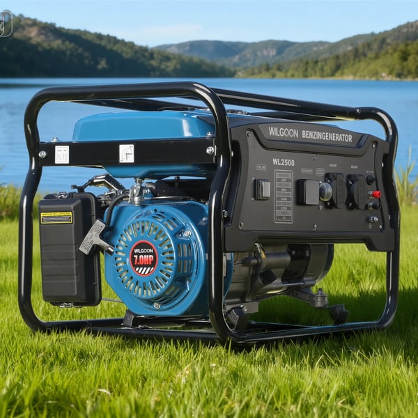 Benzinmotor Generator, Nominel Effekt 2000W, Spidseffekt 2200W, Brændstoftank Kapacitet 15L, Vægt 35kg, Nominel Spænding 230V