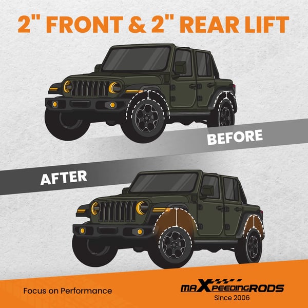 Lift Kit, Stål Konstruktion, 2-tommer Højdeforøgelse, Passer til Jeep Grand Cherokee WK 2005-2010, Passer til Jeep Commander 2006-2010, 6,5 kg Vægt