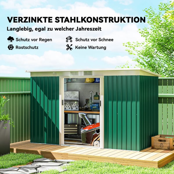 Værktøjsskur, Skydedør, Vandtæt Design,hær grøn