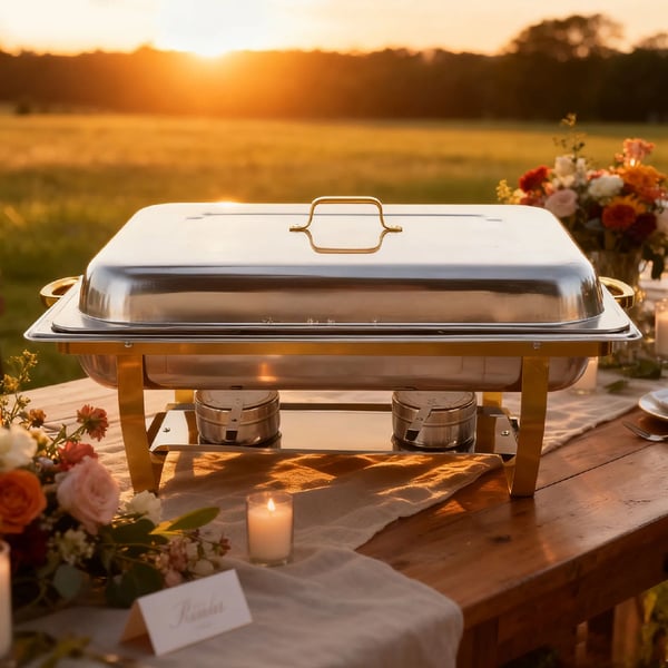 Chafing Dish, Rostfritt Stål, 3 Kompartmentsdesign,som bild