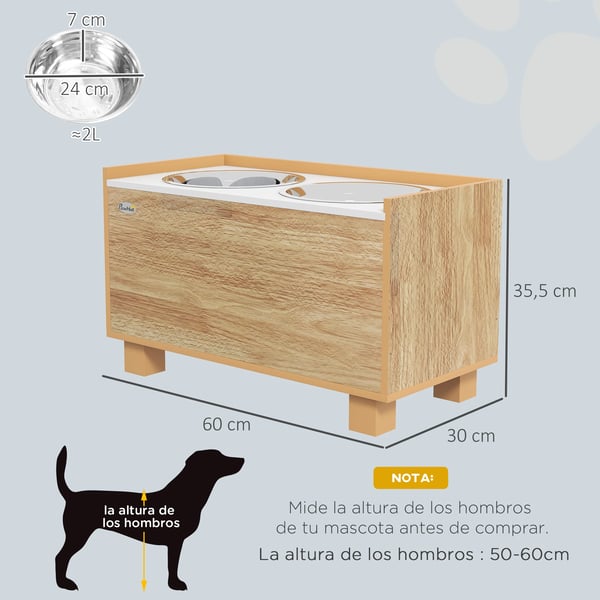 Hundmatare, Höjd Design, Avtagbar Långsam Matare,Ek, 60X30X35.5 cm