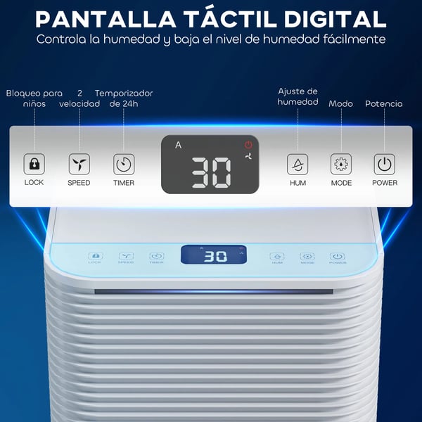 Affugter, 10L/dag Kapacitet, Stille Drift,Hvid