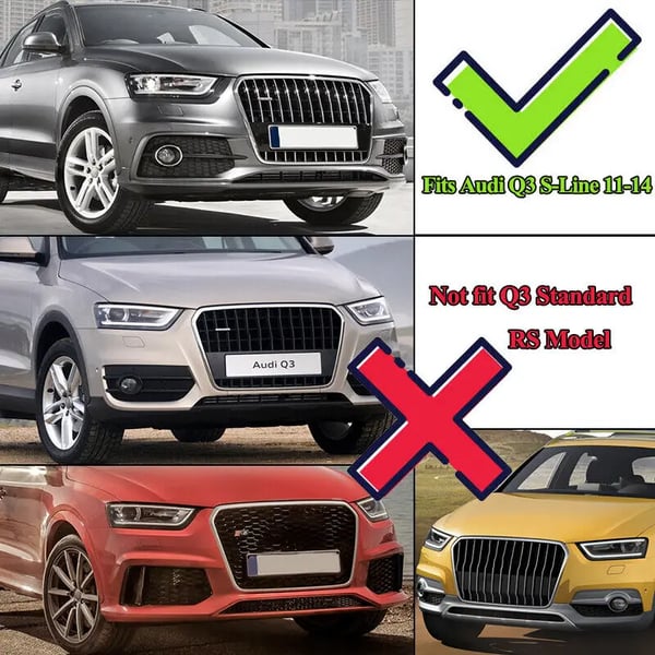 Dimljusgaller, hållbar ABS-plast, perfekt passform för Audi Q3,som visas