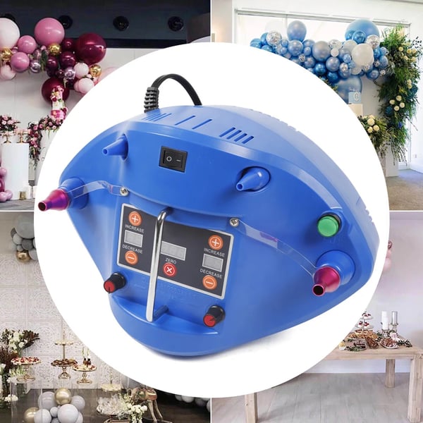 Ballonpumpe, justerbar oppustningstid, kompakt design, flere dyser, brugervenlig betjening