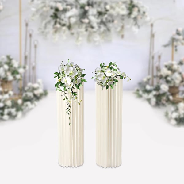 Cylinder Blomsterstand, Genanvendeligt Design, Robust Struktur,Mælkehvid, 2PCS