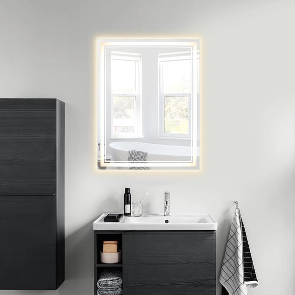 LED Badrumsspegel, Touchkontroll, Avfuktningsfunktion,Silver