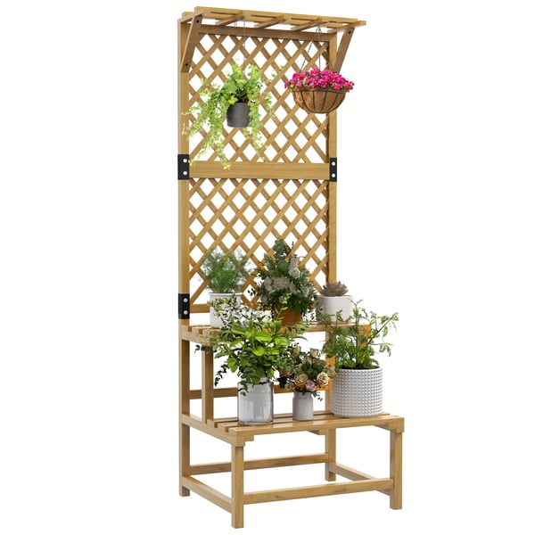 Plantebord, Fyrretræ, 60x50x166 cm, 60x25x30 cm, 30 kg belastningsevne, Selvmonteret